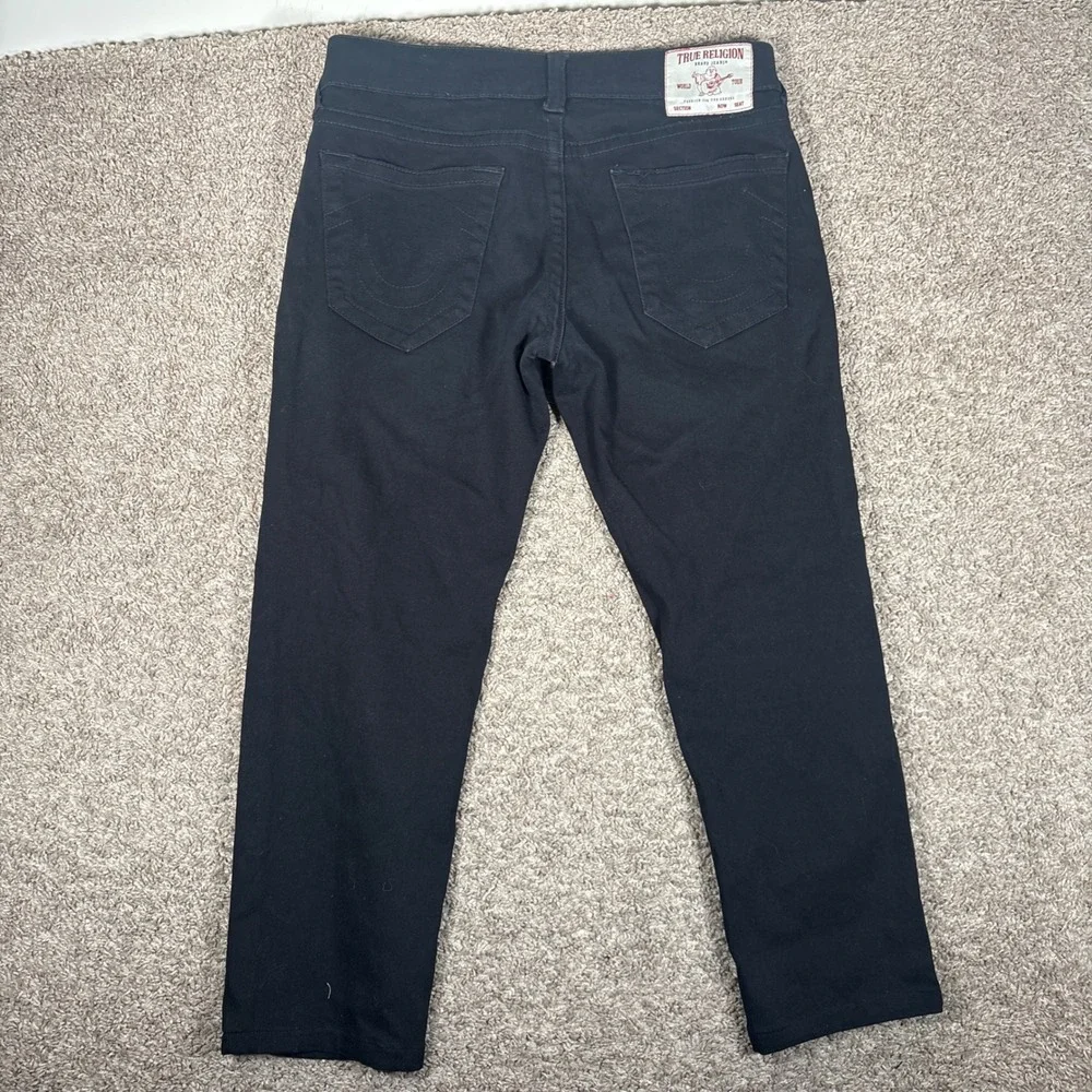 True‎ Religion Geno Relaxed Slim Mens Black Jeans Size 33 (Fits 36x27) Stretch